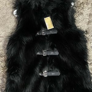 Michael Kors Black Faux Fur Vest